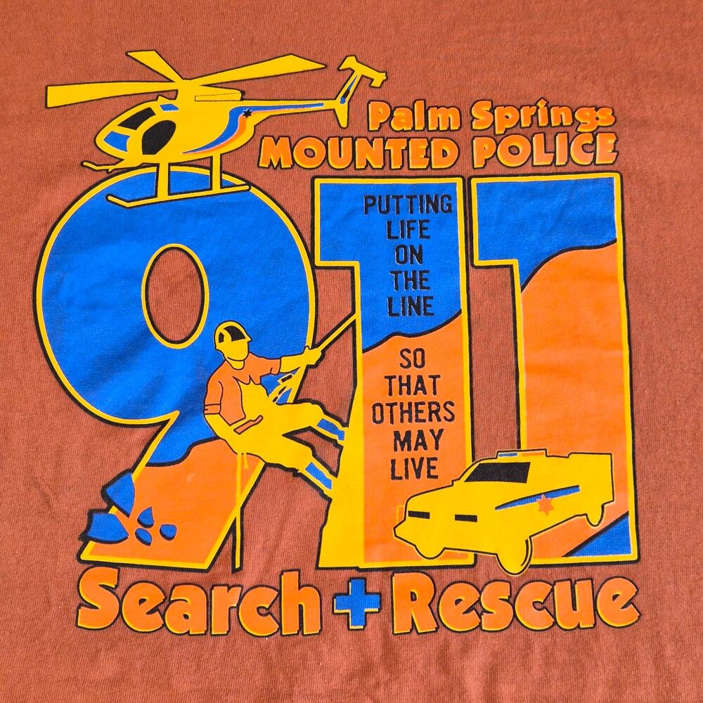 Palm Springs Mounted Police Search Rescue Tee 2XL Orange - Picture 7 of 8